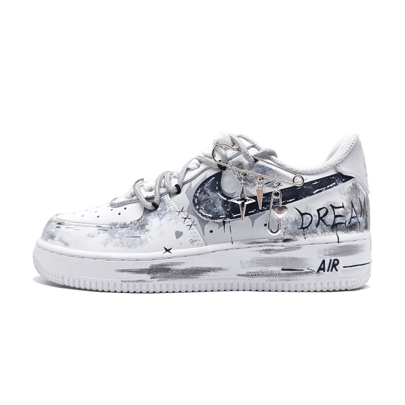 Custom Air Force 1 Shoes Black White Dream Shadow