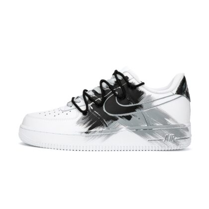 Custom Air Force 1 Shoes Black White Graffiti Storm