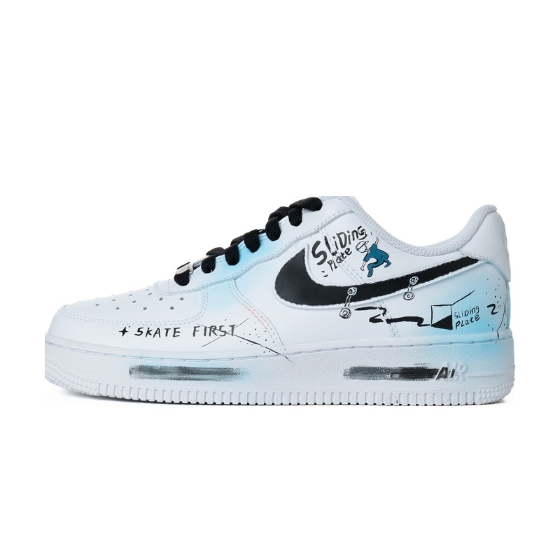 Custom Air Force 1 Shoes Black White Skate Culture