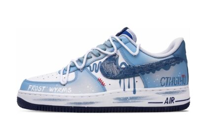 Custom Air Force 1 Shoes Blue Cyan Denim Cthulhu
