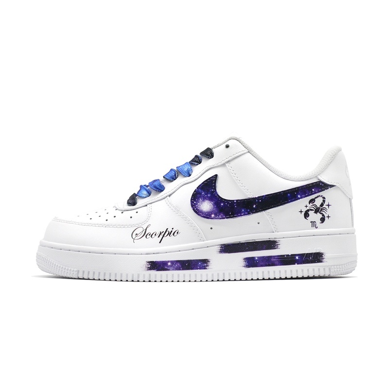 Custom Air Force 1 Shoes Blue White Scorpio Galaxy
