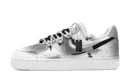 Custom Air Force 1 Shoes Gray White Broken Swoosh