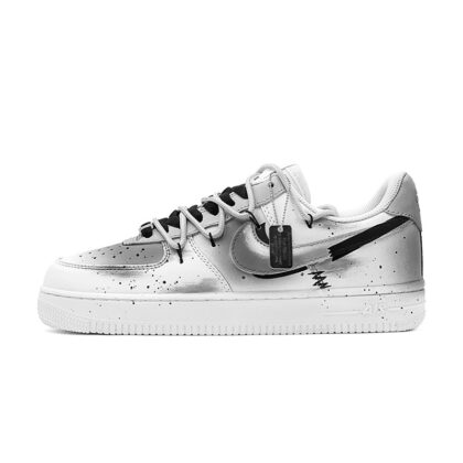Custom Air Force 1 Shoes Gray White Broken Swoosh