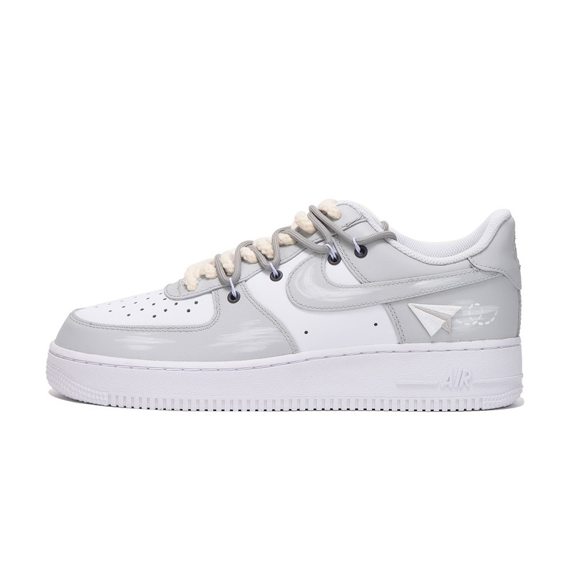 Custom Air Force 1 Shoes Gray White Paper Plane