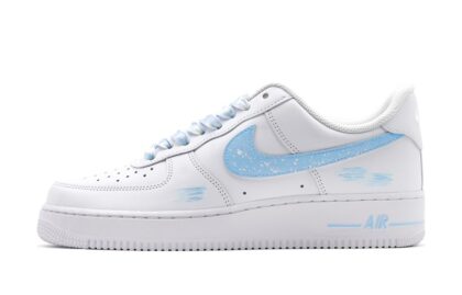 Custom Air Force 1 Shoes White Blue Nebula Trail