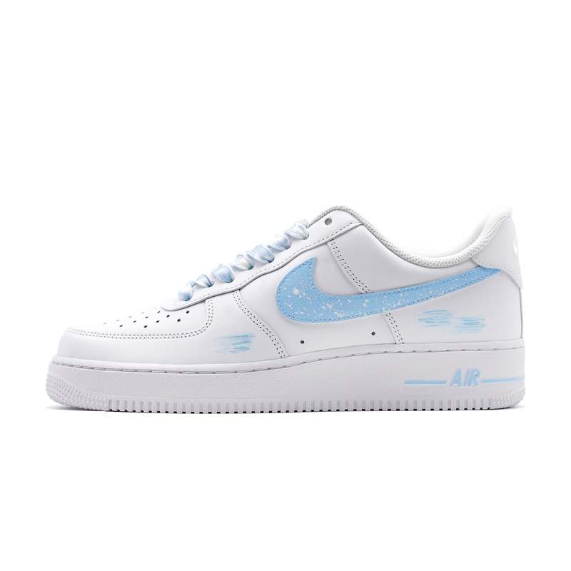 Custom Air Force 1 Shoes White Blue Nebula Trail
