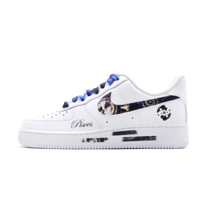 Custom Air Force 1 Shoes White Blue Pisces Galaxy