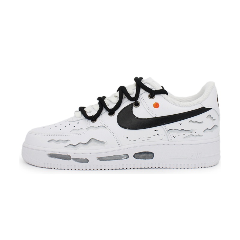 Custom Air Force 1 Shoes White Gray Mountain Clouds