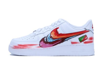 Custom Air Force 1 Shoes White Red Color Clash