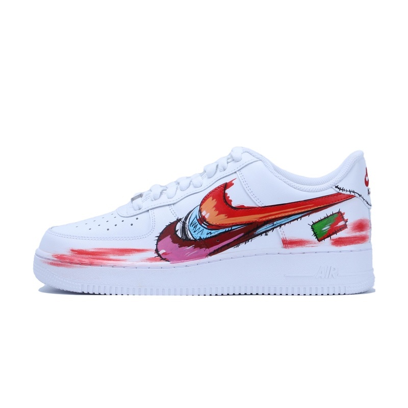 Custom Air Force 1 Shoes White Red Color Clash
