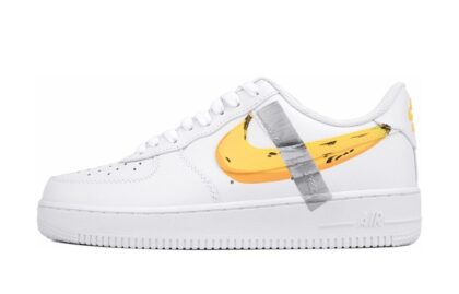 Custom Air Force 1 Shoes Yellow White Banana Tape