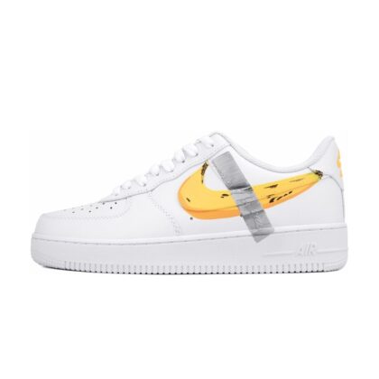 Custom Air Force 1 Shoes Yellow White Banana Tape