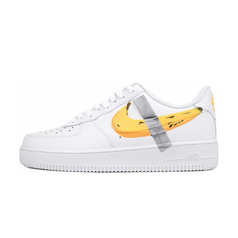 Custom Air Force 1 Shoes Yellow White Banana Tape