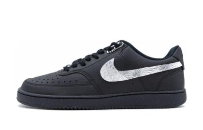 Custom Court Shoes Black Silver Liquid Metal
