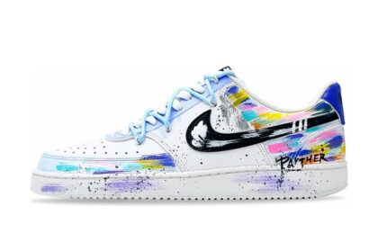 Custom Court Shoes Black White Colorful Panther