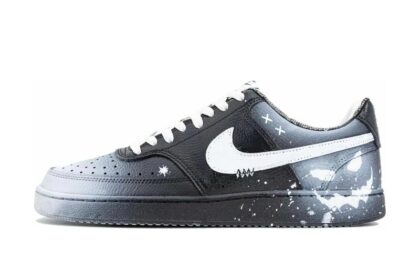 Custom Court Shoes Black White Dark Night Moment