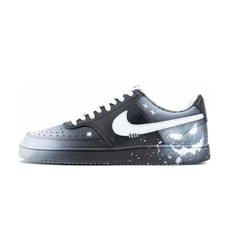 Custom Court Shoes Black White Dark Night Moment