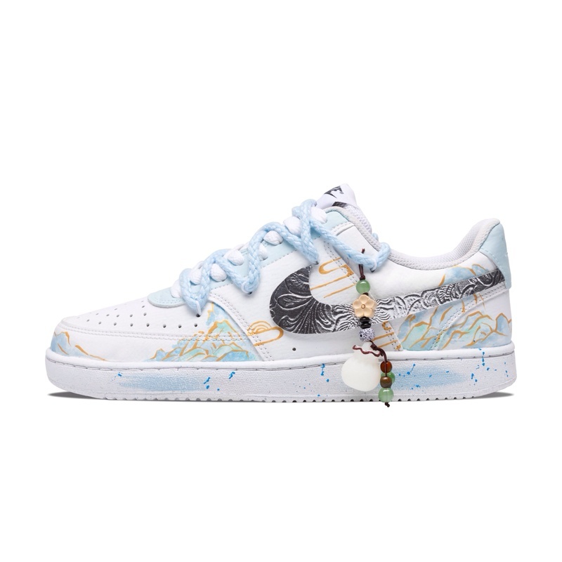 Custom Court Shoes Blue Green Tranquil Landscape