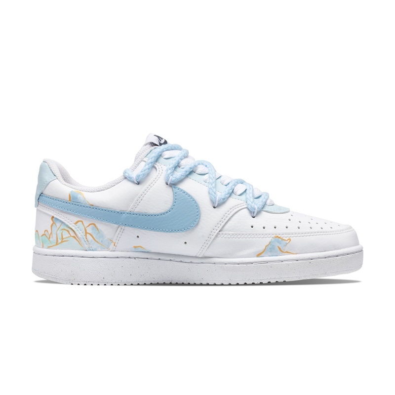 Custom Court Shoes Blue Green Tranquil Landscape - Image 2