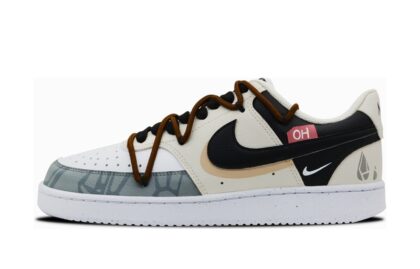Custom Court Shoes Cream Brown Rain Drip