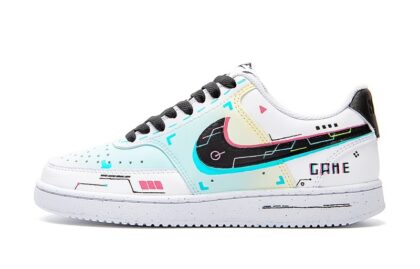Custom Court Shoes Cyan Black Electric Pixel