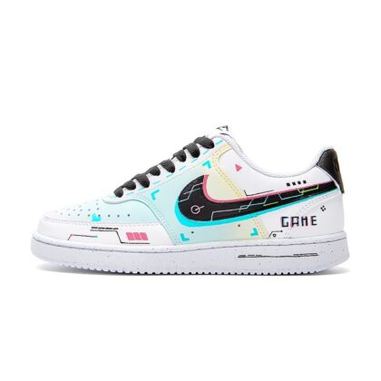 Custom Court Shoes Cyan Black Electric Pixel