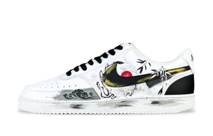 Custom Court Shoes White Black Cloud Sun
