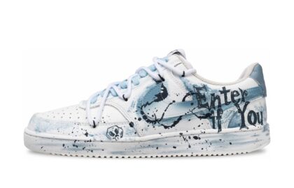 Custom Court Shoes White Black Splatter Horror