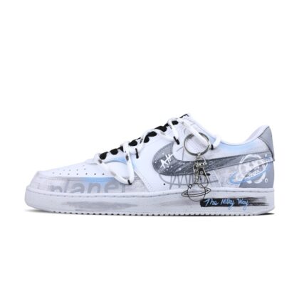 Custom Court Shoes White Blue Milky Way