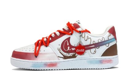 Custom Court Shoes White Red Cola Splash