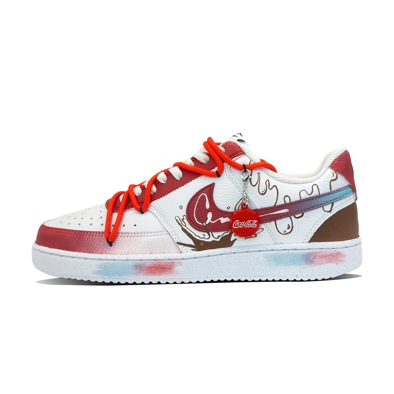 Custom Court Shoes White Red Cola Splash
