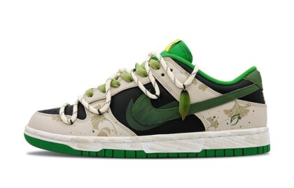 Custom Dunk Shoes Beige Green Autumn Ginkgo