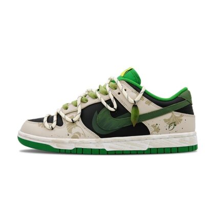 Custom Dunk Shoes Beige Green Autumn Ginkgo