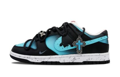 Custom Dunk Shoes Black Cyan Dark Dawn