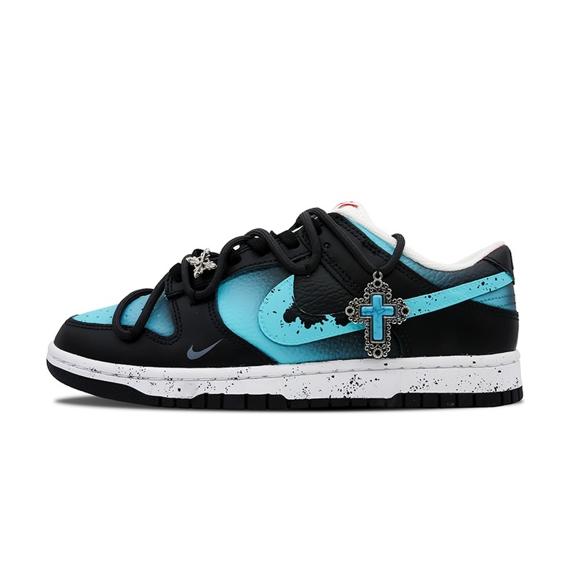 Custom Dunk Shoes Black Cyan Dark Dawn