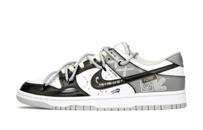 Custom Dunk Shoes Black White Graffiti Street