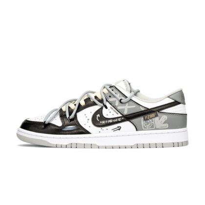 Custom Dunk Shoes Black White Graffiti Street