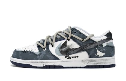 Custom Dunk Shoes Dark Gray White Skyward Blast
