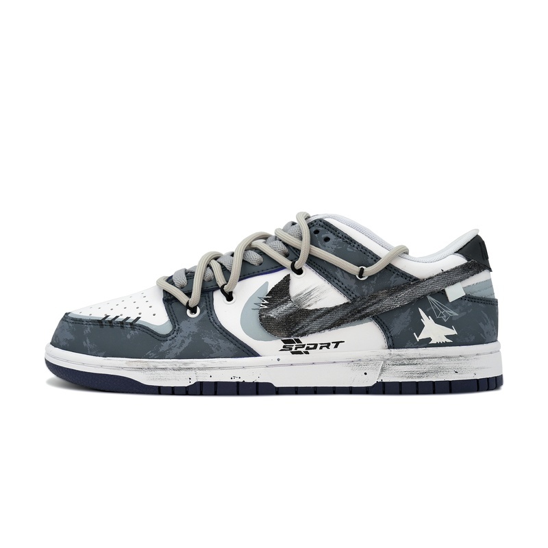 Custom Dunk Shoes Dark Gray White Skyward Blast
