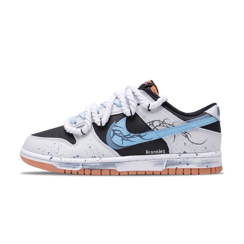 Custom Dunk Shoes Gray Black Brambles Jungle