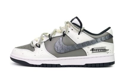 Custom Dunk Shoes Gray White Firestone Source