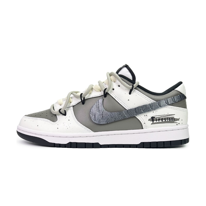 Custom Dunk Shoes Gray White Firestone Source
