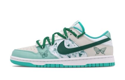 Custom Dunk Shoes Green White Butterfly Dance