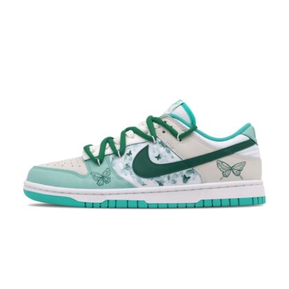 Custom Dunk Shoes Green White Butterfly Dance