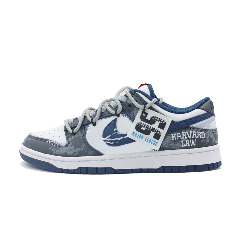 Custom Dunk Shoes Navy Blue Harvard Law