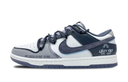 Custom Dunk Shoes Purple White Lazy Cat