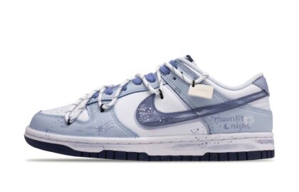 Custom Dunk Shoes White Blue Moonlit Night