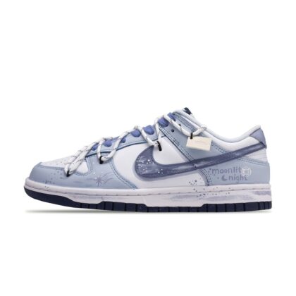 Custom Dunk Shoes White Blue Moonlit Night