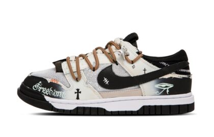 Custom Dunk Shoes White Brown Cross Pattern