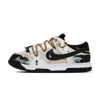 Custom Dunk Shoes White Brown Cross Pattern